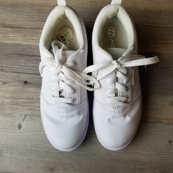 Heelys Pro 20 Canvas All White Wheeled Heel Shoes - Picture 2 of 10